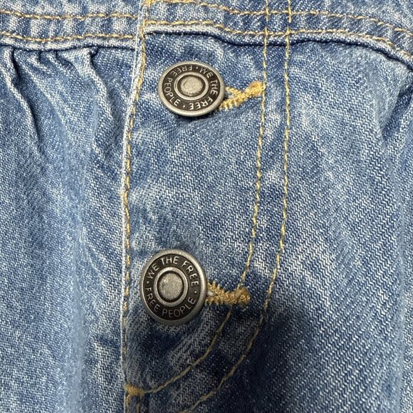 Free People We The Free Dreamweaver Maxi Skirt Sz L Blue DenimTiered Jean - Picture 7 of 12